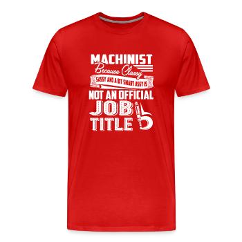 Machinist Machinist Job Title - Men's Premium Organic T-Shirt - red - Front - Damien (186cm)