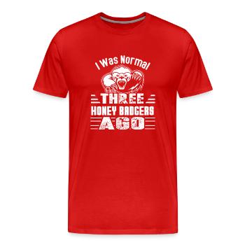 Honey Badger Normal 3 Honey Badgers Ago - Men's Premium Organic T-Shirt - red - Front - Damien (186cm)