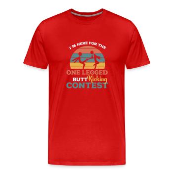 Ein Bein Witz Humor Geschenk - Männer Premium Bio T-Shirt - Rot - Vorne - Damien (186cm)
