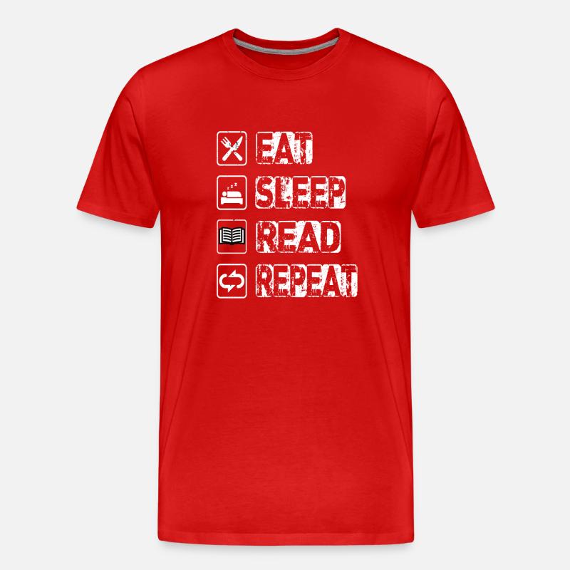 Eat Sleep Read Repeat - Männer Premium Bio T-Shirt - Rot
