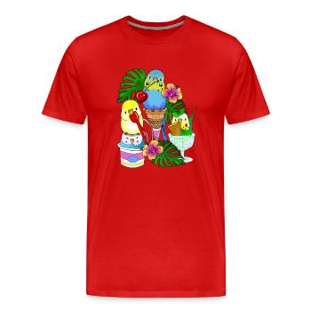 Crème glacée Budgie - T-shirt bio Premium Homme - rouge - Devant - Damien (186cm)