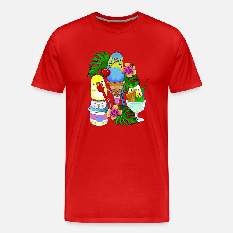 Wellensittich Eis Eiscreme - Männer Premium Bio T-Shirt - Rot