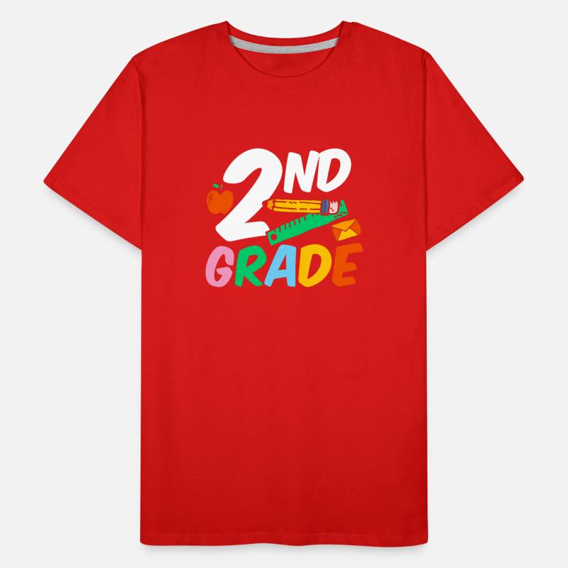 Second Grade Second Grader Teacher Student School Men's Premium Organic T-Shirt