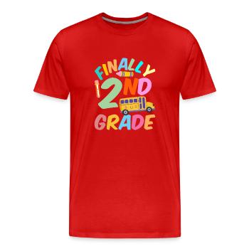 Enfin Enseignant de deuxième année École de deuxième année - T-shirt bio Premium Homme - rouge - Devant - Damien (186cm)