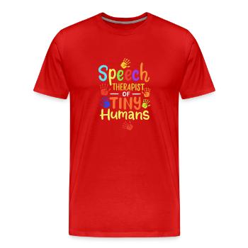 Sprachtherapeutin für winzige Menschen - Männer Premium Bio T-Shirt - Rot - Vorne - Damien (186cm)