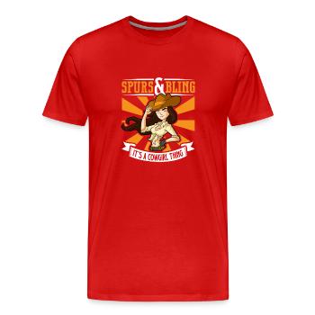 Cowboy Barn Bull Rider Rodeo Country Western - T-shirt bio Premium Homme - rouge - Devant - Damien (186cm)