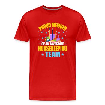 Super équipe d’entretien ménager - T-shirt bio Premium Homme - rouge - Devant - Damien (186cm)