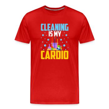 Cleaning Is My Cardio - Men's Premium Organic T-Shirt - red - Front - Damien (186cm)