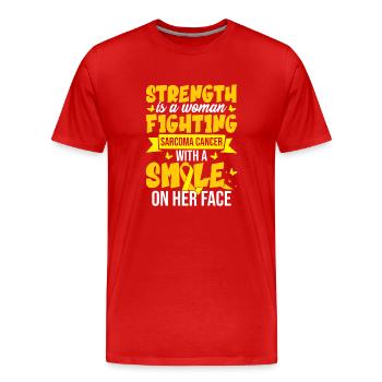 Strenght est une femme qui lutte contre le cancer du sarcome - T-shirt bio Premium Homme - rouge - Devant - Damien (186cm)