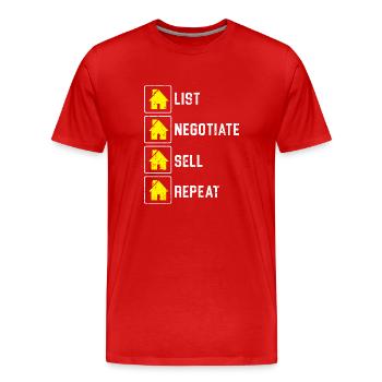 List Negotiate Sell Repeat Agent Real Estate Agent - Men's Premium Organic T-Shirt - red - Front - Damien (186cm)