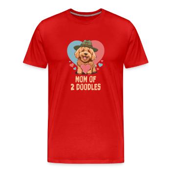 Mom Of Two Doodles Goldendoodle Dog Doodle Mama - Männer Premium Bio T-Shirt - Rot - Vorne - Damien (186cm)