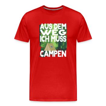 Outdoor Survival Aus dem Weg Campen Zelten Wald - Männer Premium Bio T-Shirt - Rot - Vorne - Damien (186cm)