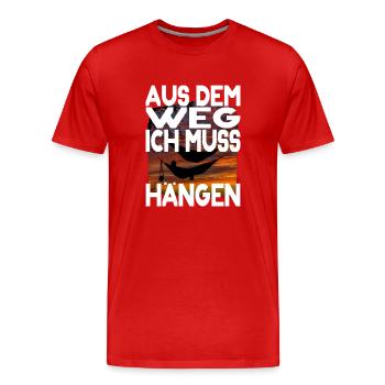 Survival Outdoor Hängematte Spruch Wald Wildnis - Männer Premium Bio T-Shirt - Rot - Vorne - Damien (186cm)