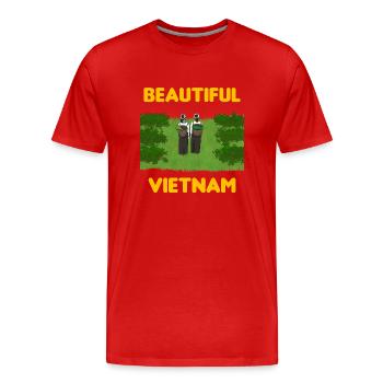 Vietnam Viet Bauern Reisfeld Flagge I Geschenk - Männer Premium Bio T-Shirt - Rot - Vorne - Damien (186cm)