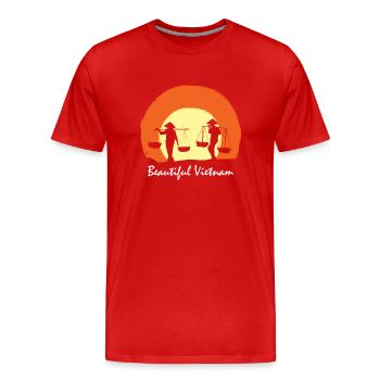 Vietnam Viet Bauern Reisfeld Flagge I Geschenk - Männer Premium Bio T-Shirt - Rot - Vorne - Damien (186cm)