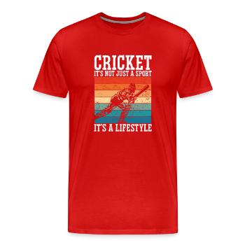 Cricket Ist Ein Lebensstil - Männer Premium Bio T-Shirt - Rot - Vorne - Damien (186cm)