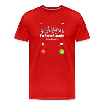The Seven Summits Incoming Call - Men's Premium Organic T-Shirt - red - Front - Damien (186cm)