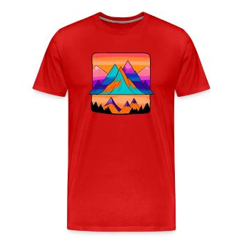 Hills on hills on hills - Men's Premium Organic T-Shirt - red - Front - Damien (186cm)