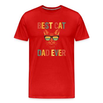Best Cat Dad Ever - Männer Premium Bio T-Shirt - Rot - Vorne - Damien (186cm)