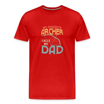 Mon archer préféré m’appelle papa arc cible de tir à l’arc - T-shirt bio Premium Homme - rouge - Devant - Damien (186cm)