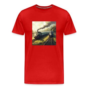 ZÜGE - Männer Premium Bio T-Shirt - Rot - Vorne - Damien (186cm)
