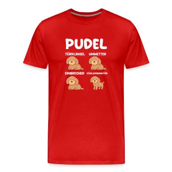 Hund Pudel - Männer Premium Bio T-Shirt - Rot - Vorne - Damien (186cm)