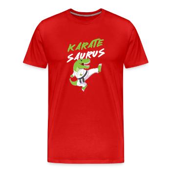 Kampfsport Kampfkunst Karatesaurus Karate - Männer Premium Bio T-Shirt - Rot - Vorne - Damien (186cm)