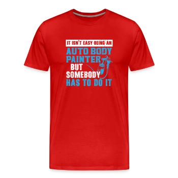 Je ne suis ici qu’à cause du corps des piqûres d’épingle - T-shirt bio Premium Homme - rouge - Devant - Damien (186cm)