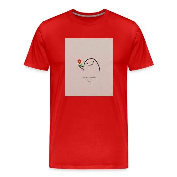 Du bist genug - Kawaii - Positive Vibes - Männer Premium Bio T-Shirt - Rot - Vorne - Damien (186cm)