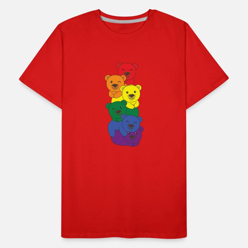 Rainbow Flag Pride LGBTQ Mignon Bear Stack T-shirt bio Premium Homme