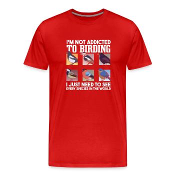 Drôle d’humour ornithologique - T-shirt bio Premium Homme - rouge - Devant - Damien (186cm)