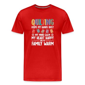 Quilting Gift Sewing Knitting Quilter - Men's Premium Organic T-Shirt - red - Front - Damien (186cm)