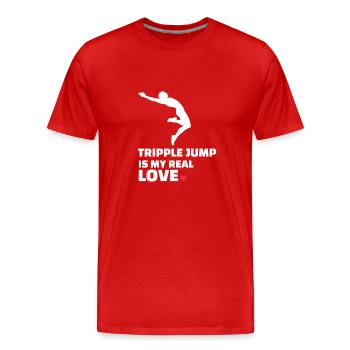 J’adore le triple saut - T-shirt bio Premium Homme - rouge - Devant - Damien (186cm)