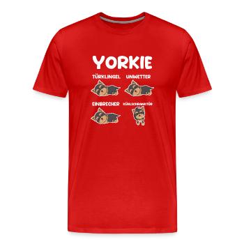 Hund Yorkie - Männer Premium Bio T-Shirt - Rot - Vorne - Damien (186cm)