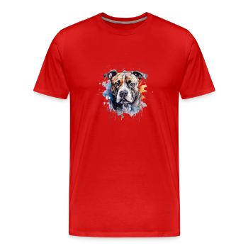 American Staffordshire Terrier - T-shirt bio Premium Homme - rouge - Devant - Damien (186cm)