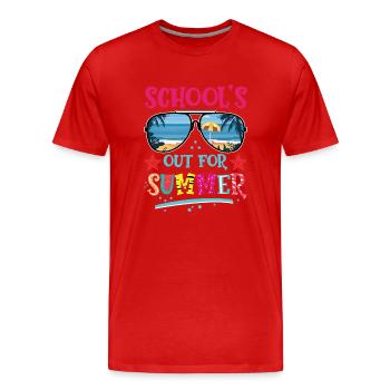 Retro Last Day of School's Out For Summer Teacher - Men's Premium Organic T-Shirt - red - Front - Damien (186cm)