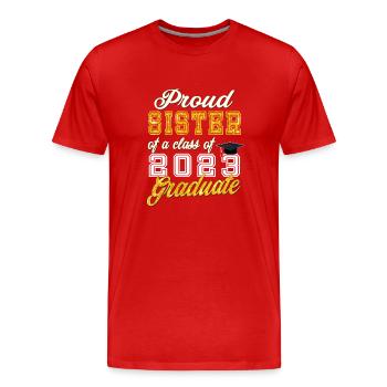 Graduation 2023 - Fière soeur d’une promotion de 2023 - T-shirt bio Premium Homme - rouge - Devant - Damien (186cm)