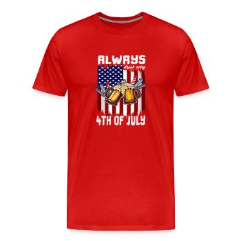 4th of July Day Drinkng Always Drunk US Flag - T-shirt bio Premium Homme - rouge - Devant - Damien (186cm)