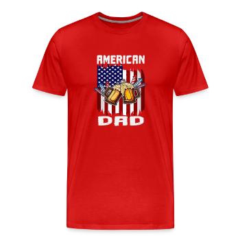 4th Of Juillet Proud American Dad US Flag Pride - T-shirt bio Premium Homme - rouge - Devant - Damien (186cm)