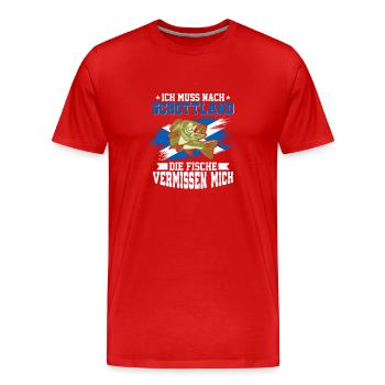 Ich Muss Nach Schottland Die Fische Vermissen Mich - Männer Premium Bio T-Shirt - Rot - Vorne - Damien (186cm)