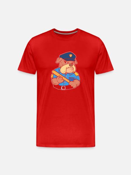 Dog Policeman Officer - Men's Premium Organic T-Shirt - red
