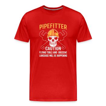 Drôle de plombier plombier - T-shirt bio Premium Homme - rouge - Devant - Damien (186cm)