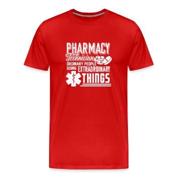 Pharmacy Technician Pharmacy Technician Doing - Men's Premium Organic T-Shirt - red - Front - Damien (186cm)