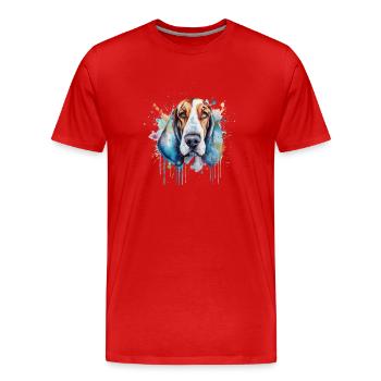 Basset Hound - Men's Premium Organic T-Shirt - red - Front - Damien (186cm)