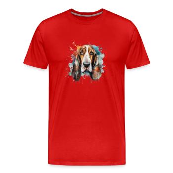 Basset Hound - Men's Premium Organic T-Shirt - red - Front - Damien (186cm)