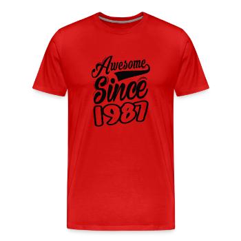 Génial depuis 1987 - T-shirt bio Premium Homme - rouge - Devant - Damien (186cm)
