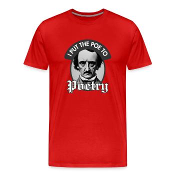J’ai mis le jeu de mots Poe to Poetry - T-shirt bio Premium Homme - rouge - Devant - Damien (186cm)