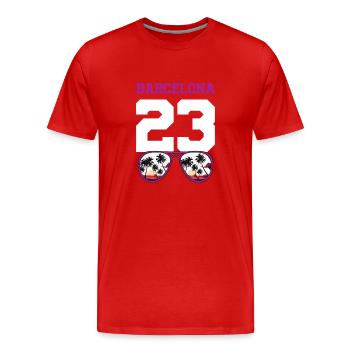 Barcelona 23 Trikot 2023 - Männer Premium Bio T-Shirt - Rot - Vorne - Damien (186cm)