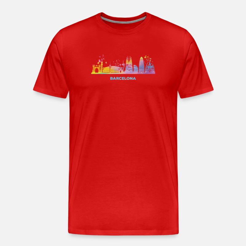 Barcelonische Skyline Barcelona - Männer Premium Bio T-Shirt - Rot