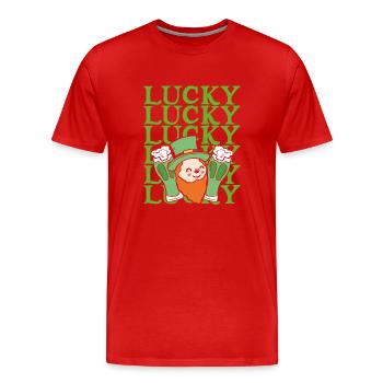 Lucky dwarf - Men's Premium Organic T-Shirt - red - Front - Damien (186cm)